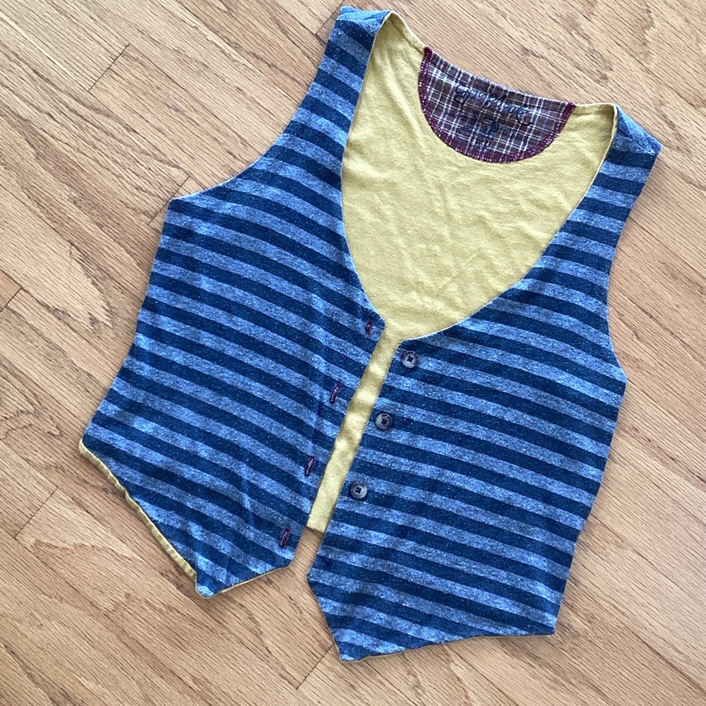 Scrapbook Grey Striped Vest with Yellow lining